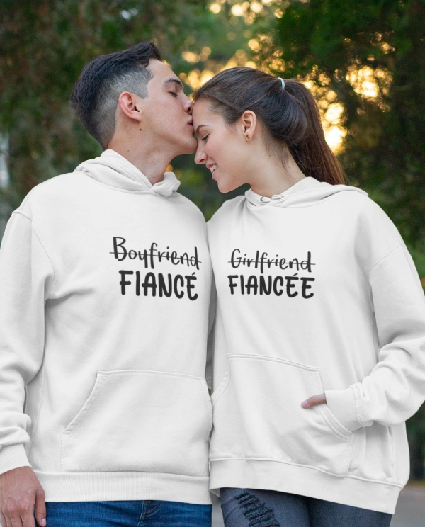 Boyfriend Fiance and Girlfriend Fiance Couple Hoodies