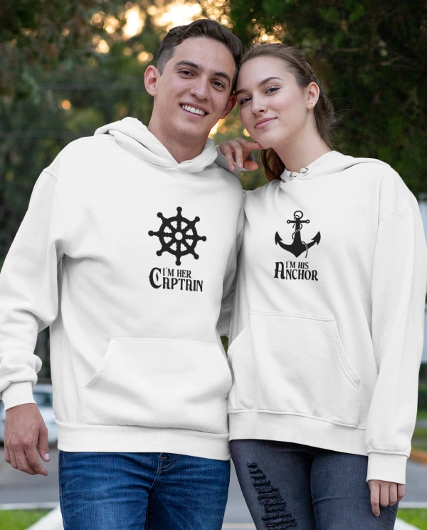 I’M Her Captain and I’M His Anchor Couple Hoodies